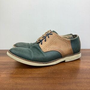 Buks by Walkover Two Tone Leather Oxford Shoes Men’s Size 9 Green Tan Lace Up.